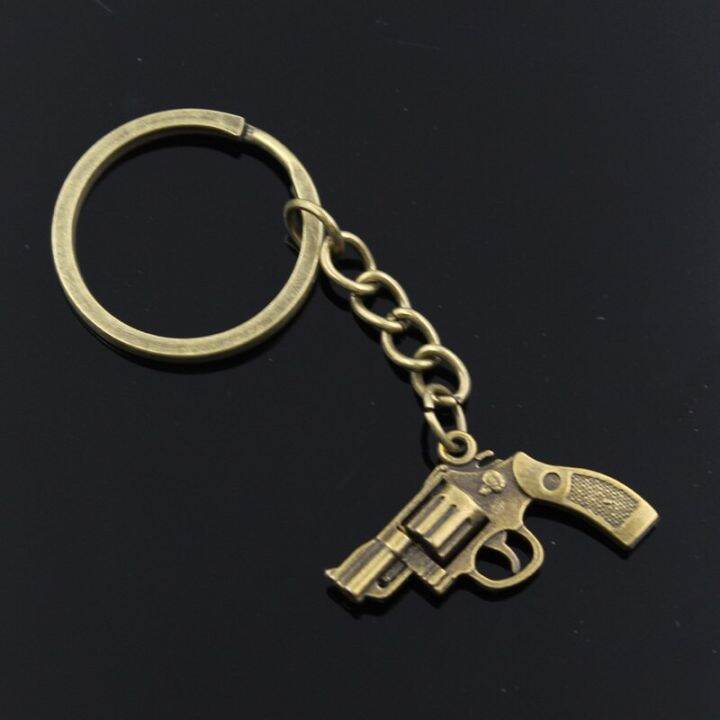 new-fashion-men-30mm-keychain-diy-metal-holder-chain-vintage-pistol-revolver-gun-29x22mm-silver-color-pendant-gift-key-chains