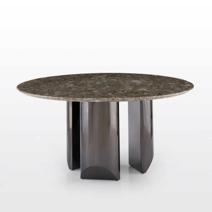 modernform โต๊ะอาหาร รุ่น WEAVER หินอ่อนหยกสีเทา ขาสเตนเลสสีดำ ขนาด S150*H75