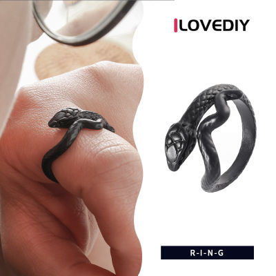 ILOVEDIY แหวนงูเปิดได้ Cutewomen2020,ของขวัญอัญมณียอดนิยมแฟชั่นแหวนสีดำงูสุดเท่สำหรับสุภาพสตรี