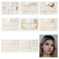 Gold Face Temporary Tattoo Waterproof Lasting Blocked Freckles Makeup Stickers Eye Decal Wholesale 2023 New Butterfly Stickers