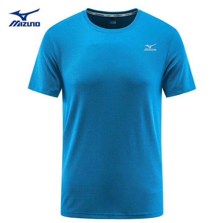 ชายแห้งเร็ว-mizuno-กีฬาเสื้อยืดแขนสั้นผ้าไหมน้ำแข็งวิ่งระบายอากาศบาสเกตบอลการฝึกอบรมการออกกำลังกายด้านบน