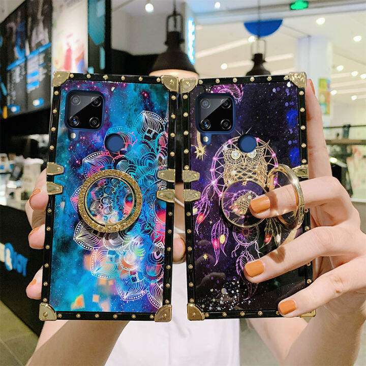 jiefie-เคสโทรศัพท์สำหรับ-realme-c15-c35-c21y-c25y-c12-c11-c17-c20-c21-c25-c25s-c11-2021-starry-sky-โมบายกระดิ่งลมหรูหราซิลิโคนรูปสี่เหลี่ยมกันกระแทกฝาหลัง