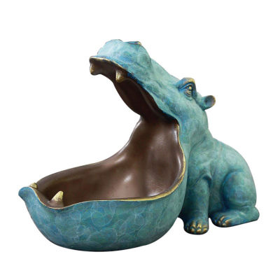 Big Mouth Hippo Storage Figurine Key Bowl Resin Hippo Candy Dish Home Decor Crafts