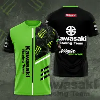 (in stock) KAWASAKI 2022 New Fashion Mens T-shirt Motorcycle Kawasaki Racing Team 3D Print Summer Short Sleeve Childrens Clothing T-shirt (free nick name and logo)