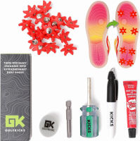 ‎Golfkicks Golfkicks New Golf Traction Kit for Sneakers with DIY Golf Spikes - Add Golf Cleats to Any Shoe, 20 Count - As Seen On Shark Tank - Neon Red