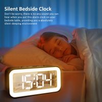 Digital Alarm Clock, Adjustable Brightness Mirror Electronic LED Clock,12/24Hr Alarm Clocks for Bedrooms