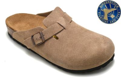 TOP☆Original Germany BK Sandals Birken Boston Birko-Flor Birkenstocks® Birken Slippers Unisex Men And Women Size EU34-47 US3-16 (Color-brown suede)