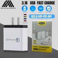 หัวชาร์จเร็ว อแดปเตอร์ชาร์จไฟ Quick charge QC 3.0 + PD ชาร์จได้ 4 พอร์ต หัวชาร์จไฟ หัวชาร์จ ค่า 30W-4USB+PD ของแท้ รับประกัน1ปี BY BOSSSTORE