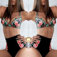 SK☀y Floral Bikini Set Push-Up High Waist Briefs Women Swimwear Swimsuit