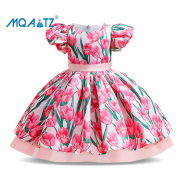 MQATZ Đầm Tay Phồng Hoa Thanh Lịch Cho Bé Gái Quần Áo Trẻ Em Công Chúa