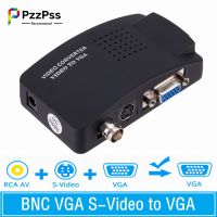 Pzzpss BNC VGA คอมโพสิต S-Video กับ VGA Converter ตัวแปลงวิดีโอกล่องสวิทช์ดิจิทัลอะแดปเตอร์เอาต์พุต VGA สำหรับ PC Mac TV ตัวแปลงสายเคเบิลกล้อง