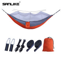 SANLIKE เปลญวณแบบพกพาเตียงแขวนพร้อมตาข่ายกันยุงและอุปกรณ์เสริม Multi ใช้ Hammock Swing Sleeping น้ำหนักเบาเตียงสนามสำหรับกลางแจ้งเต็นท์เดินป่า Camping