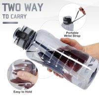 GEMFUL 2L  Water Bottle With Time Marking And Straw 64 OZ Motivational Drinking Jug 2 Litre For Sport, Gym