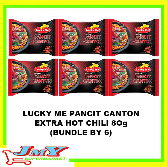 JMY LUCKY ME PANCIT CANTON XTRA HOT CHILI NOODLES 80G (BUNDLE BY 6