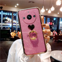 KOSLAM แหวนส่องแสงเคสโทรศัพท์ขาตั้งในตัวสำหรับ Realme 11 11 Pro 11 + 10 4G 10 Pro 10 Pro + C53 C55 C33 C35 C31 C30 C25Y 21Y C21 17 C11 C15 C20 C12 9i 9 Pro 8i 50A 50i 8 Pro 8 5G Narzo 50i Prime 2023ปลอกโทรศัพท์มือถือ TPU นิ่มสไตล์ใหม่มีในสต็อก