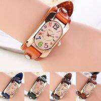 Fashion Casual WomenWatch Faux Leather Diamond Strap Band Oblong Case Quartz Wrist Watch clock women