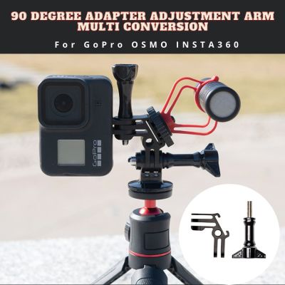 90 Degree Adapter Adjustment Arm Multi Conversion With Cold Shoe for GoPro 9 8 7 6 5 OSMO Action Insta360 One X One R Go
