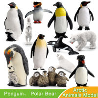 จำลอง Arctic สัตว์ Penguin Polar Bear กระต่าย Marine รุ่น Action Figures Dolphin Elk Wolf Figurines ของเล่นเพื่อการศึกษา Gift