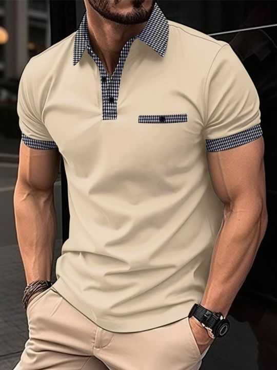เสื้อโปโลแขนลำลองขาสั้นสำหรับผู้ชาย-เสื้อโปโลมีปกแฟชั่นสำหรับใส่ในสำนักงานเสื้อโปโลเสื้อโปโลระบายอากาศฤดูร้อนใหม่2-2023