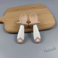 【hot sale】 ✽☃ C01 JSPS Silicone Spoon Short Handle Fork Baby Silicone Soft Spoon Baby Training Spoon NEW