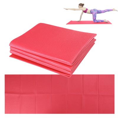 ✣ Foldable Yoga Mat Friendly PVC Folding Travel Fitness Exercise Mat Double Sided Non-slip for Yoga Pilates Floor Workouts