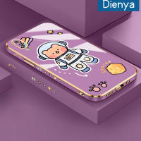 Dienya เคสปลอกสำหรับ Samsung กาแลคซี M02 A02การ์ตูนหมีพื้นที่ตารางใหม่พื้นผิวชุบเคสซิลิกาเจลนุ่มกันกระแทกเคสมือถือรวมทุกเลนส์กล้องถ่ายรูปฝาครอบป้องกัน