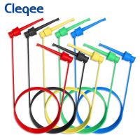 Cleqee P1520ตะกั่วทดสอบแบบคลิปตะขอทดสอบ Ic แบบคู่5ชิ้น20awg สายซิลิโคนอเนกประสงค์มัลติมิเตอร์สายทดสอบไฟฟ้า50ซม.