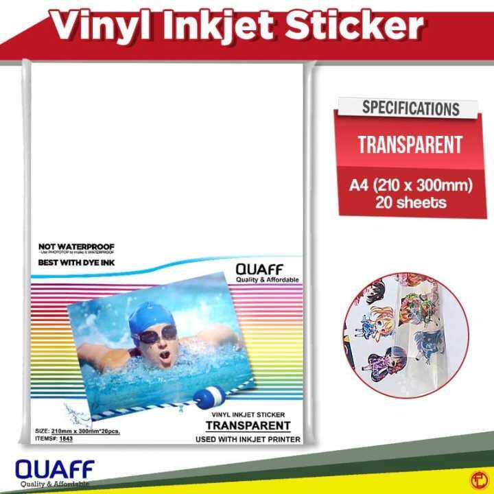 Vinyl Inkjet Printable Sticker /Transparent/20sheets/a4 size | Lazada PH
