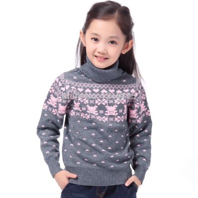 New  Childrens Sweater Spring Autumn Girls Cardigan Kids Turtle Neck Sweaters Girls Fashionable Style outerwear pullovers
