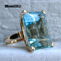 BloomHD แหวนเพชรฝังโทแพซ,แหวนเพชรรูปเจ้าหญิงสีน้ำเงินสำหรับเด็กผู้หญิง