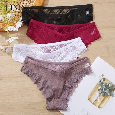 （A So Cute） FINETOO 3Pcs /Setpanties Sexy Low-RiseUnderwear FashionTransparent Underpants M-2XL Sexy Panty Lingerie