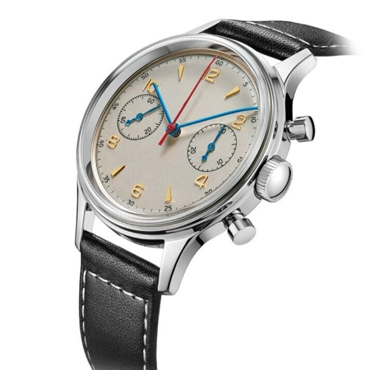 seagull-pilot-multiction-retro-chronograph-สายหนังผู้ชายนาฬิกาควอตซ์-vintage-casual-ทหารนาฬิกานาฬิกาข้อมือชาย