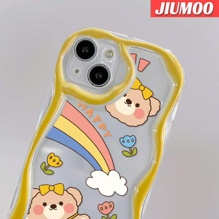 เคส-jiumoo-สำหรับ-oppo-r17-r15-pro-เคสการ์ตูนหมีมีความสุขความคิดสร้างสรรค์เคสโทรศัพท์โปร่งใสเนื้อครีมกรอบซิลิโคนนิ่มกันกระแทกป้องกันเลนส์กล้องเคสใส