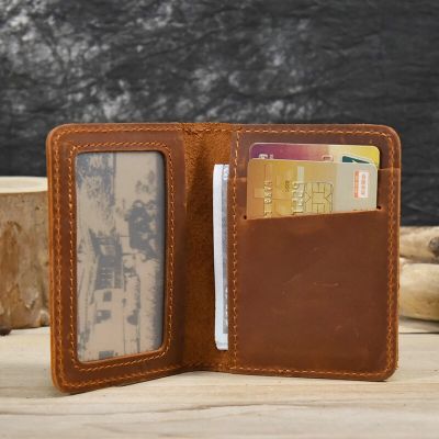 100% Cow Leather Personalised Card Holder Men Minimalist Wallet for Cards Vintage Minimal Wallet Top Slim Wallet for Men Card Holders
