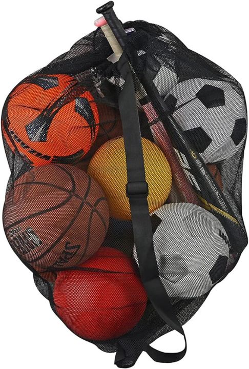 Heavy Duty XL Basketball Mesh Equipment Ball Bag w/ Shoulder Strap