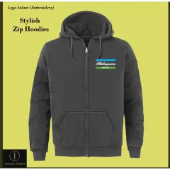 Zipper Hoodie Jackaet Sulam -Embroidery Mercedes Baju logo Sulam