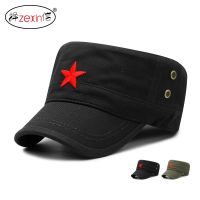 【Hot Sale】 Hat mens Korean version of the vent hole five-star embroidery flat cap outdoor leisure peaked and womens sunshade military