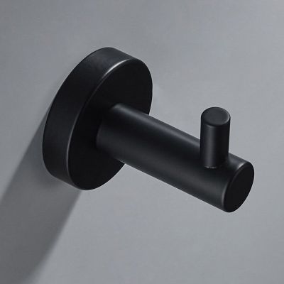 Matte Black Stainless steel Robe Hook Wall Mount Single Screw Towel Holder Bathroom Accessories Clothes Hook Hanger Clothes Hangers Pegs
