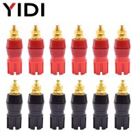 คุณภาพสูง Speaker Wires Banana Plum Terminal 10pcs/lot 4mm Binding Socket Leads Plug Audio Adapters Black Power Cable for Post Connector Amplifier Red Supply