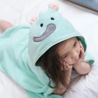 hotx 【cw】 HappyFlute 90x90CM Cartoon Children Cloak Microfiber Hooded Girls Boys Beach