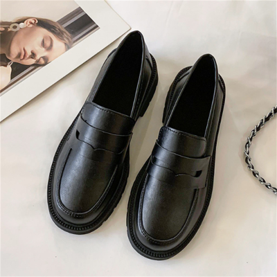[ส่งเร็วพิเศษ!] ✨ Amandad Stores✨ 2022 ด้านล่างหนา loafers รองเท้าผู้หญิงแบนรองเท้าหนังอังกฤษรองเท้าทำงานด้านล่างนุ่มสีดำฤดูใบไม้ร่วงส้นหนา