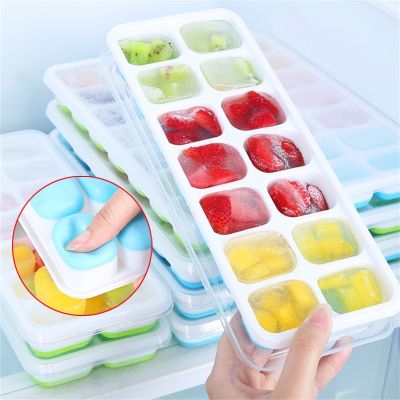 Creative Ice Cube Mold with Cover Silicone Square Ice Box Kitchen Household 14 Grid Ice Block Mold For Whiskey Cocktails Juice Ice Maker Ice Cream Mou