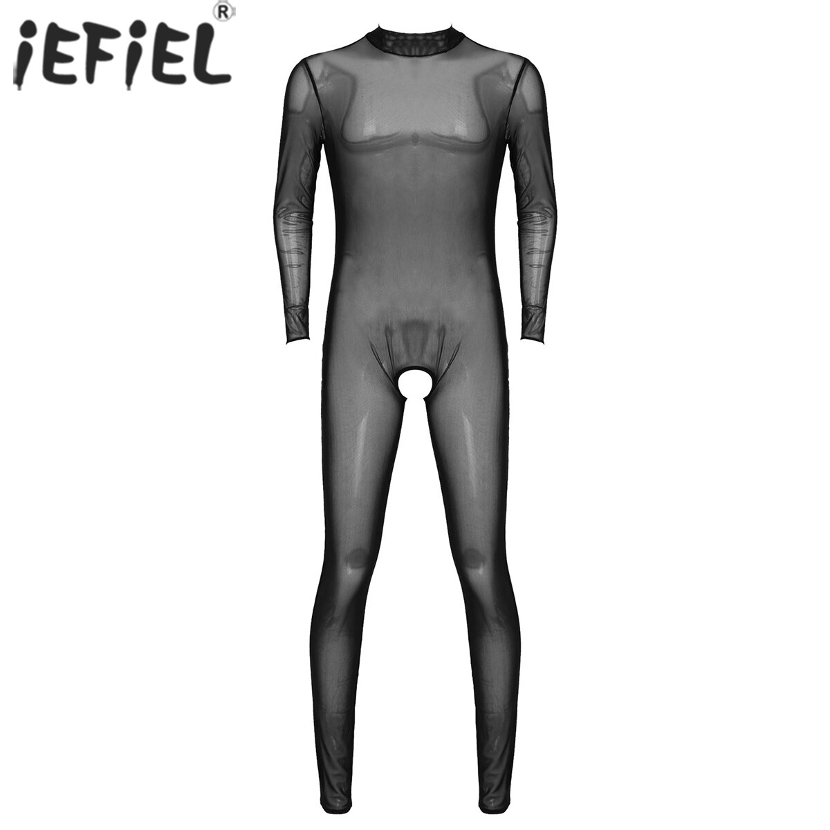 MSemis Mens See Through Hollow Out Fishnet Lingerie Nightwear Footed Stretchy Full Body Pantyhose Stocking Tights