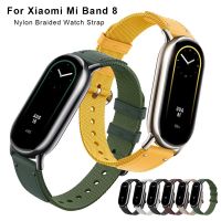 :{“》 -- สายสำหรับ Mi Band 8สายรัดข้อมือแฟชั่นสายสร้อยข้อมือถักไนลอนสำรองสำหรับอุปกรณ์ Band8 Miband8