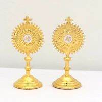 12ชิ้น JHS Mini Monstrance ศีลศักดิ์สิทธิ์ศีลศักดิ์สิทธิ์ครั้งแรก Fave จอกศักดิ์สิทธิ์บัพติศมารถตั้งโต๊ะคาทอลิกตกแต่งคริสตจักร