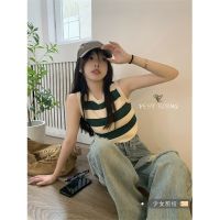 Sweet Spicy Stripe Knitting Small Vest Harness Within 2022 Summer New Female Take Outside Wear Short Sleeveless Base Coat