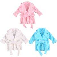 {Xiaoli clothing} เด็กทารกเด็กหญิงฤดูหนาว Warm Flannel เสื้อคลุมอาบน้ำ Ultra Soft สีทึบแขนยาว Lapel Design Robe พร้อมกระเป๋าเข็มขัด6M 6Y