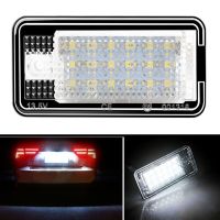 ไฟส่องทะเบียนรถป้ายทะเบียนรถยนต์ Led 18ดวง2ชิ้นสำหรับรถ Audi A3 S3 A4 S4 B6 A6 S6 A8 S8 Q7ไฟท้ายหลอดไฟชุดไฟท้ายอัตโนมัติ12โวลต์