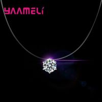 【Deal】 Super Shining 6กรงเล็บ Cubic Zirconia 925สร้อยคอเงินแท้ Pendnat สำหรับสุภาพสตรีเครื่องประดับคริสตัล