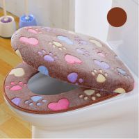 Soft Coral Velvet Warm Toilet Seat Cover Set Washable Elasticity Toilet Lid Seat Cover Bathroom Set